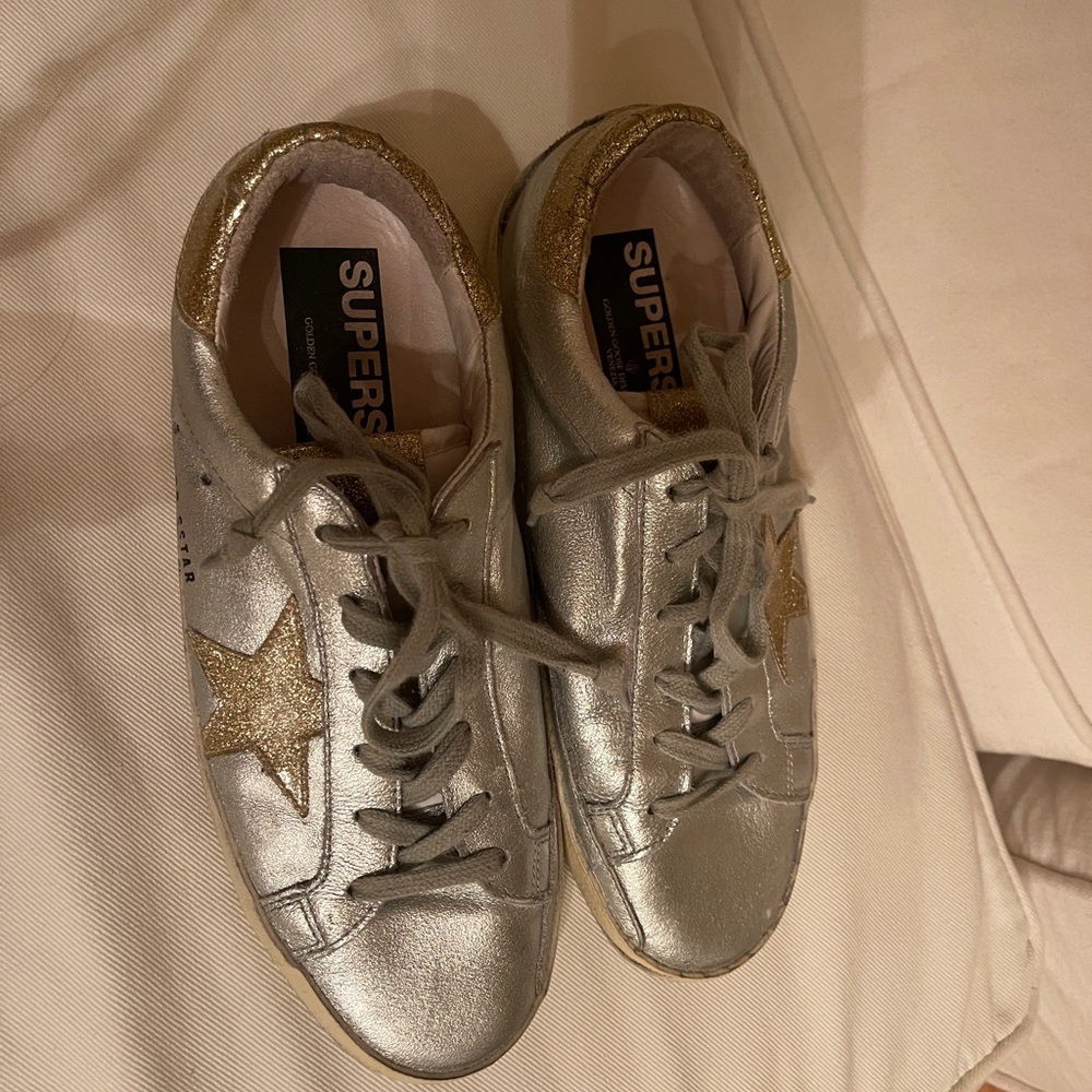 Golden goose superstar sneaker size 38 gold and silver